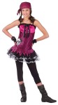 Rockin Skull Pirate Teen Costume - Hot pink minidress with net skirt attached, bandana, sleevelets, and footless tights. Also available in Adult Size:&nbsp;<a href="/rockin--skull-pirate-adult-costume-grp-123fw121244.aspx">FW121244</a>.