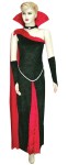 Blood Raven Adult Costume - Includes: One-shoulder velvet gown with Gothic colors of black and red insert and metallic waist cord. Shoulder drape cape, glovelets, collar and choker. 