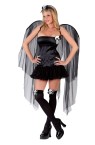 Skull Fairy Adult Costume - Mini halter dress with skull accent, gothic style wings, skull top thigh highs and matching headpiece. 