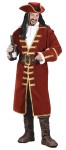 Captain Black Heart Adult Costume - Quality pirate costume includes: pirate coat with gold-colored trim and ruffled cuffs, ruffled shirt front, pirate hat with gold-colored trim and leather-look belt.  One size fits most adults up to size 46.  Boot tops not included.