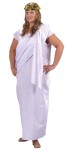 Toga! Toga! Adult Costume (Plus Size) - His or her toga costumes includes a white robe, shoulder drape, and gold leaf headpiece. This unisex costume will fit sizes 16-24.  Made of polycotton.