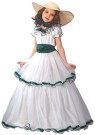 Southern Belle Child Costume - Finally a childs costume that would fit graciously into the Southern Antebellum period.Costume includes: Beautiful Two-Tier Southern Belle dress with ruffle sleeves and neck. Midriff tie with traditional Southern style hat. Hat includes matching ribbon tie. Hooped bottom gives a rich full look. Also available in Adult Size:&nbsp;<a href="/SOUTHERN-BELLE-ADULT-COSTUME-Grp-123FW5054.aspx">FW5054</a>.