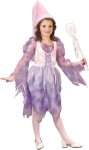 Lilac Princess Child Costume - Layered dress with drop sleeves, puffy shoulders and cone hat with long veil attached. *Fairy wand, shoes and stockings not included.