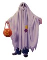 One piece scalloped ghost robe is a throwback to the old timey ghost costume. Includes pumpkin treat bag. 