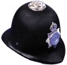 This is the old fashioned classic helmet of the English Policeman Bobby. One size. Made of black durable plastic.