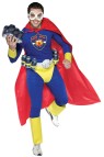 Beer Man Adult Costume - Never fear the beer is here! Thanks to Beer Man! Costume  includes goggles, top, pants, cod piece with belt, cape, and spats. 100 percent polyester. One size fits most.