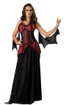 Vampira Adult Costume - Dress, adjustable corset with attached peplum and arm drapes. Large - BUST 37-39.5, WAIST 29-31.5, HIPS 39.5-42; Medium - BUST 35-36.5, WAIST 27-28.5, HIPS 37.5-39; Small - BUST 33-34.5, WAIST 25-26.5, HIPS 33.5-35; XL - BUST 40-43, WAIST 32-35, HIPS 42.5-45.5.
