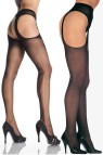 Sheer stockings with suspenders made into waistband. One size fits most.